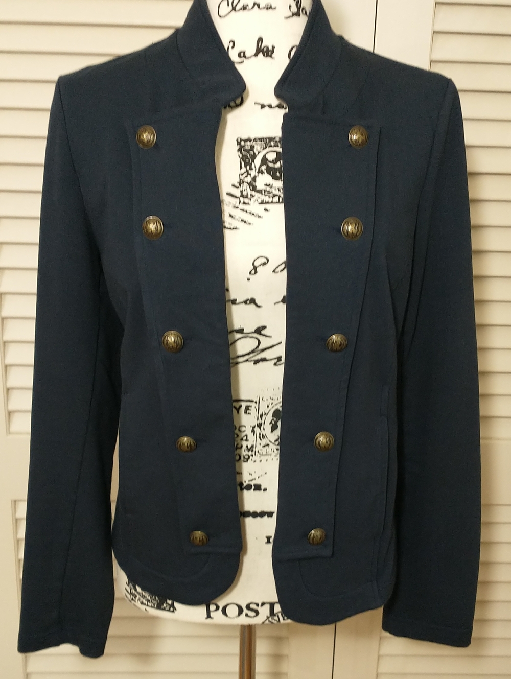 Tommy Hilfiger Military Band Jacket, Blue, Size M, Artsy,
